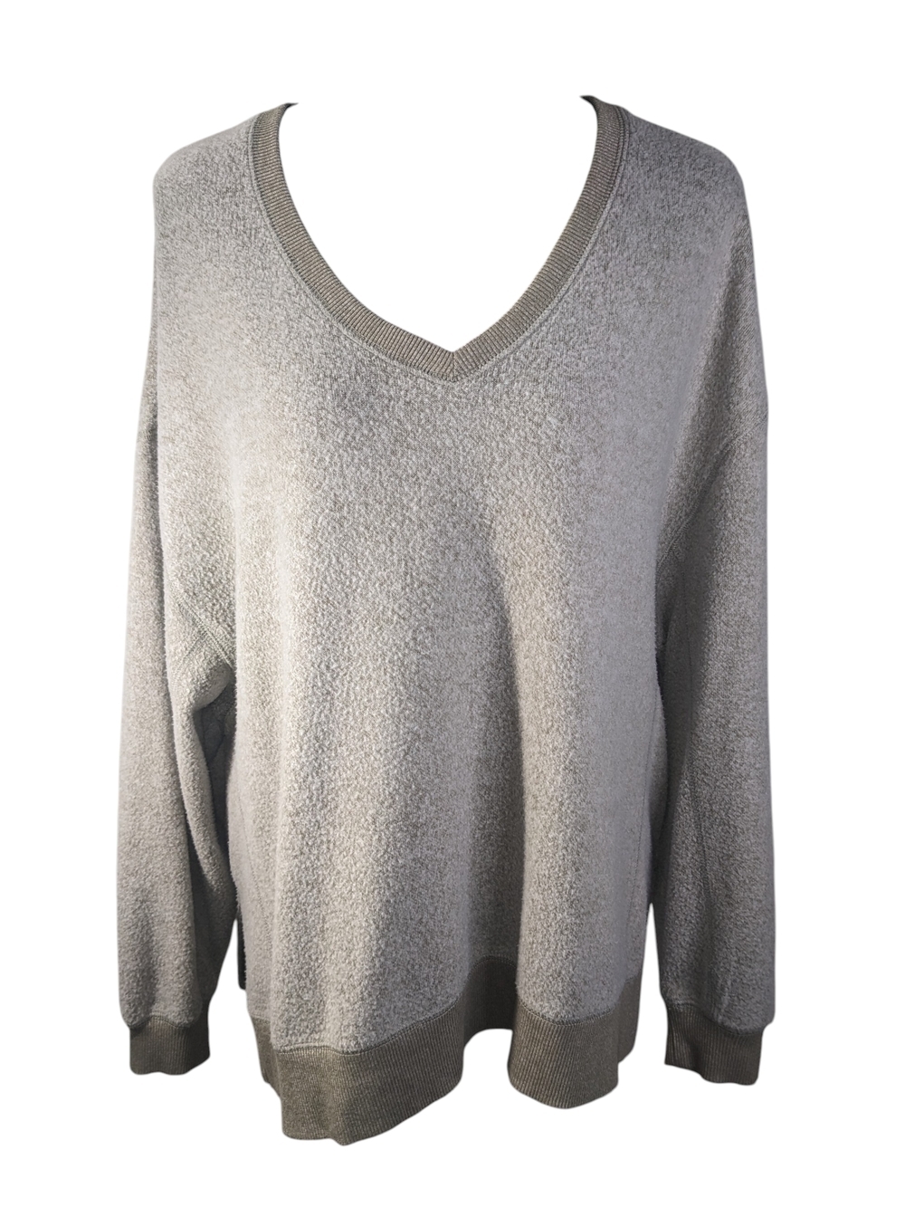 Z Supply Women's Modern V-Neck Sweater Sandstone Oversized Size S